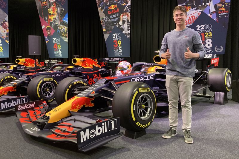 Taylor on tour! GB4 ace enjoys Red Bull Racing F1 prize visit
